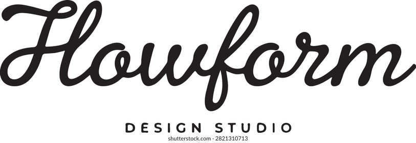 The word flowform written in a black cursive script font with the text studio underneath it