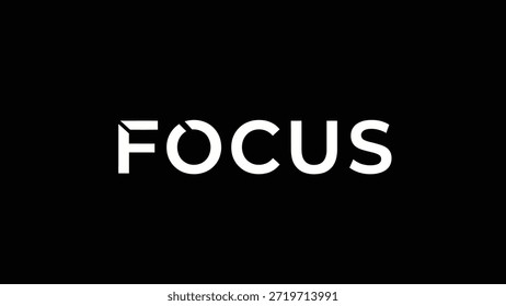 The word FOCUS is displayed in bold white sans-serif letters against a stark black background, emphasizing clarity and intent. This minimalist