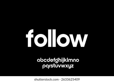 word follow. modern minimalist  geometric circular font with rounded edges.