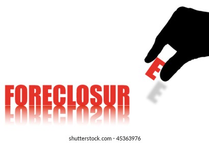Word FORECLOSURE Isolated on White Background