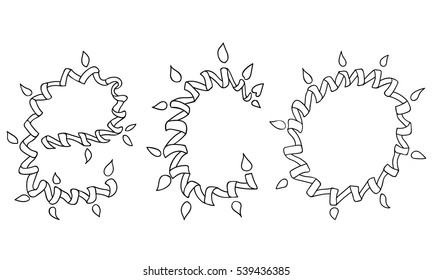 Word in the form of twisted vines, plants with leaves outline. The concept of ecology icon. Hand drawing. Vector illustration. Organic design template.