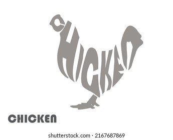 Word forms chicken Word art Isolated