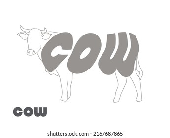 Formas de palabra COW Arte de palabra aislado