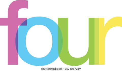 word four various pastel color isolated on white background