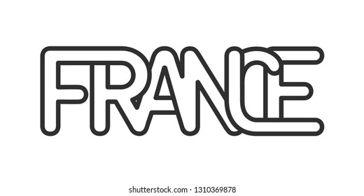 The word France composed of intertwined letters. Concept Logo. Flat Vector Design Element