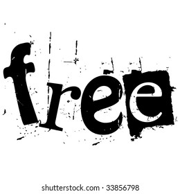 the word free written in grunge cutout style