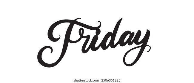 the word Friday in one line. calligraphic text. Vector illustration.