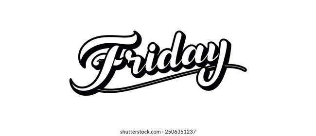the word Friday in one line. calligraphic text. Vector illustration.