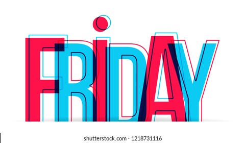 The word FRIDAY in two colors, isolated on a white background