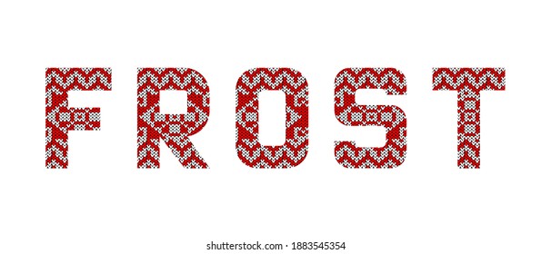 Word "frost" from knitted letters in Scandinavian style