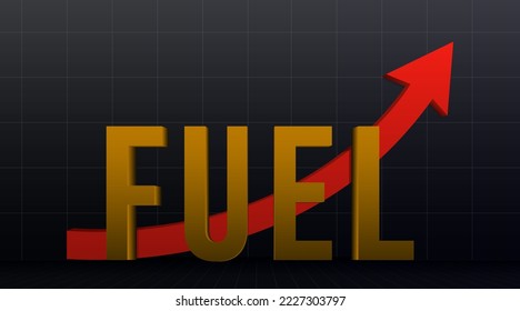 La palabra "Combustible" con una flecha roja al fondo muestra el aumento en el precio del combustible.
