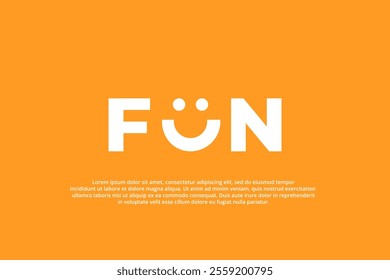 word fun with smiling face abstract with orange color background