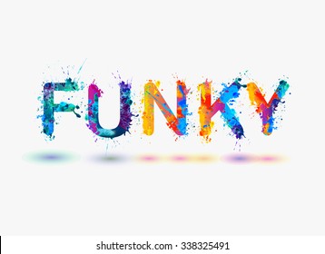 Word "FUNKY" Rainbow splash paint