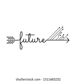 word future and circuit board as a part of arrow, vector