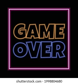 Word Game over in Ornamental design glitch and noise. Designs for banners, web pages, screen savers, presentations glitch style. neon Vector.