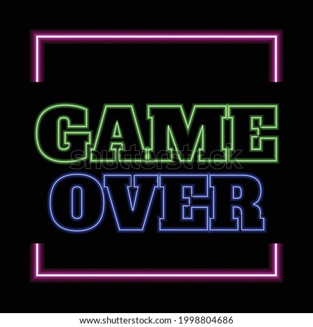 Word Game over in Ornamental design glitch and noise. Designs for banners, web pages, screen savers, presentations glitch style. neon Vector.