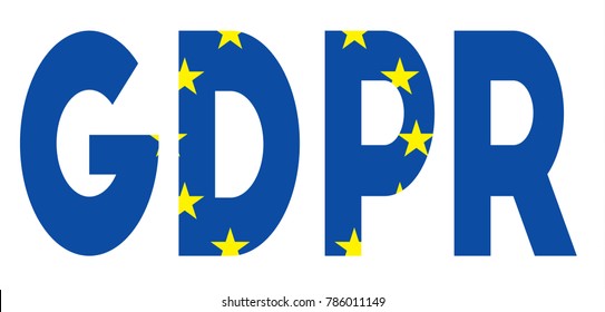 Word "GDPR" with elements of the European Union flag, illustrating EU law on data privacy, data protection and security policy 