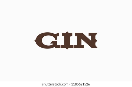 Word GIN with bootles between letters in negative space