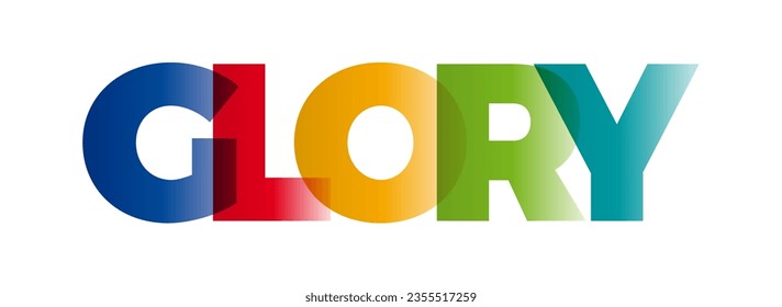 La palabra Gloria. Cartel vectorial con el arcoiris de color.