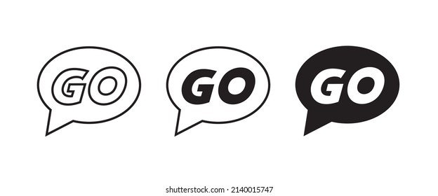 Word Go with arrow icon. vector lettering on white background. motivation monogram, Initial letter GO, uppercase logo editable stroke