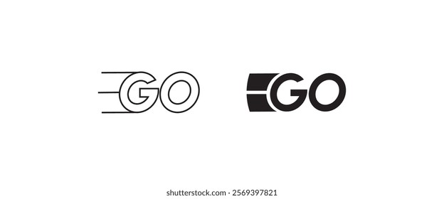 Word Go with arrow icon. vector lettering on white background. motivation monogram, Initial letter GO, uppercase logo editable stroke