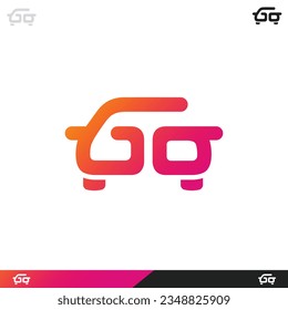 Word Go with car silhouette - lettering on white background - isolated vector illustration