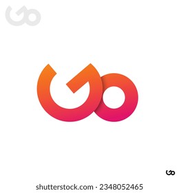 Word Go LOGO. organe pink vector lettering on white background. Global colors