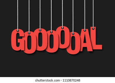 The word goal hang on the ropes. Vector illustration