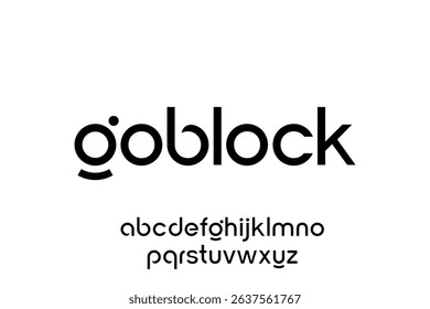 word of goblock. modern minimalist clean alphabet font. lowercase bold and  round typography vector illustration design