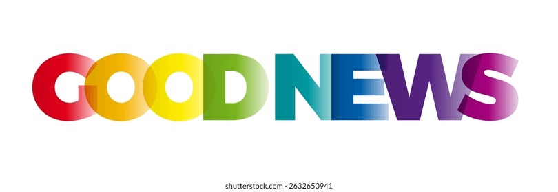 The word Good News. Vector banner with the text colored rainbow.