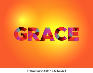 The word GRACE written in colorful fragmented word art on a vibrant background. Vector EPS 10 available.