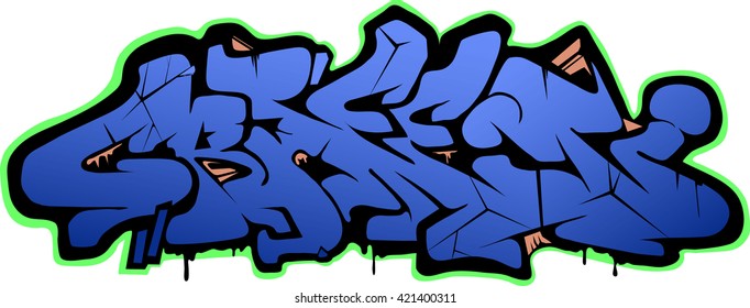 Word Graffiti Shades Blue Outlines Stock Vector (Royalty Free ...