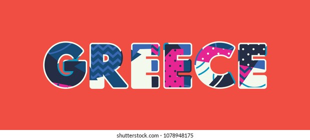 The word GREECE concept written in colorful abstract typography. Vector EPS 10 available.