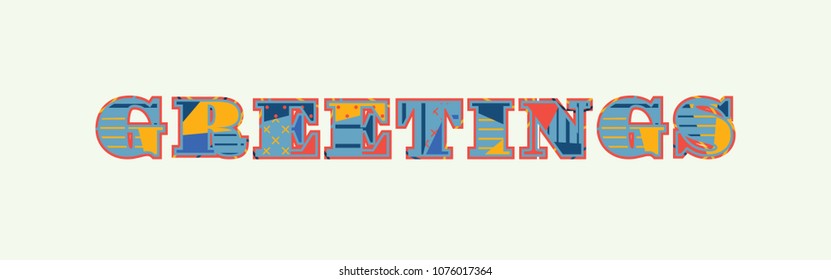 Word Greetings Concept Written Colorful Abstract Stock Vector (Royalty ...