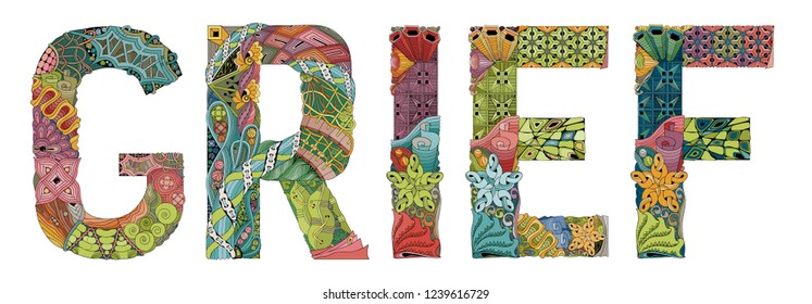 Word GRIEF. Vector zentangle object for decoration