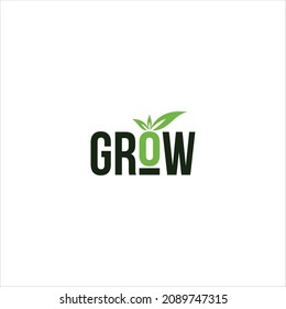word grow logo vector plant template