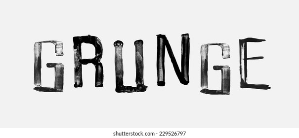 The word "GRUNGE" , handwritten grunge brush stroked lettering