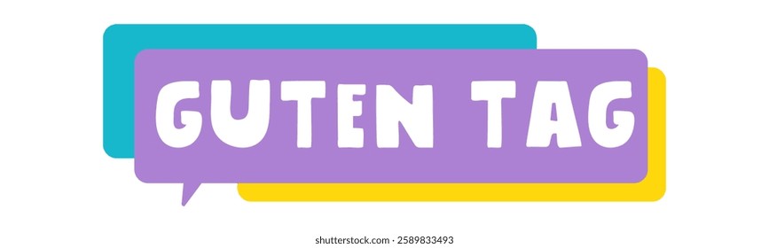 Word - Guten Tag. Hello in German. Speech bubble. Vector design. Illustration on white background.