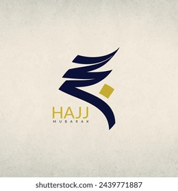 La palabra "Hajj" está escrita en árabe, que se lee de derecha a izquierda. La caligrafía típicamente presenta las formas tradicionales de las letras árabes, con cada letra meticulosamente elaborada.