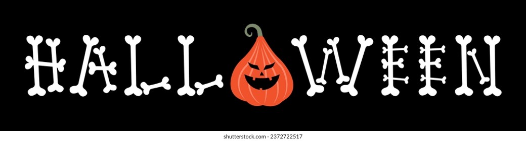Word HALLOWEEN made of bones on black background