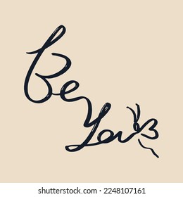Word hand drawn doodle style calligraphy sticker simple shape 