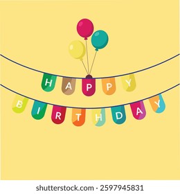 The word Happy Birthday to you. Hand lettering slogan for printing on clothes. Modern calligraphic text. Vector illustration. Shine handwritten lettering. abstract background balloon banner poster. 