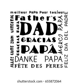 Word happy fathers day on white background