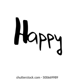 Word happy lettering