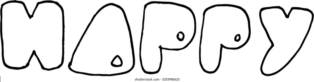 word happy. lettering. white