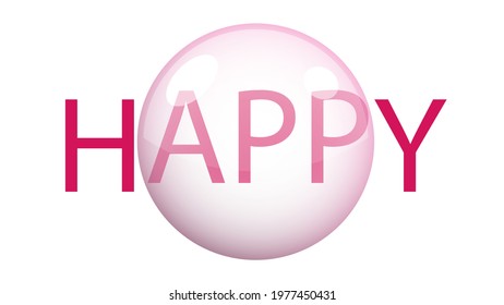 A word "happy" with three letters "app" enclosed in a bubble. Logo happy app