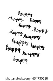 Word 'happy' vector hand lettering variations