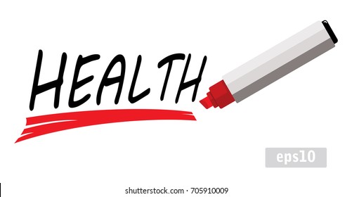 word health underlined with red marker 