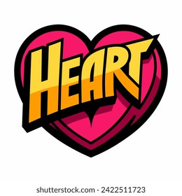 The word HEART in street art graffiti lettering vector image style on a white background.