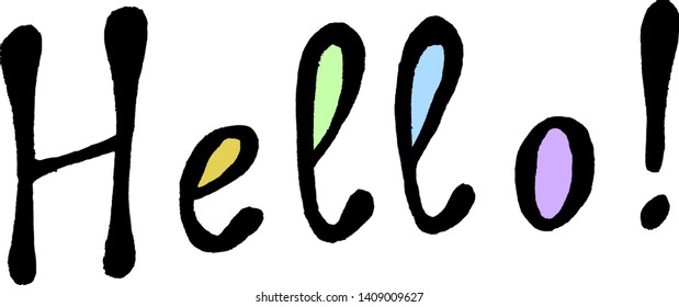 The word "hello" black contour.